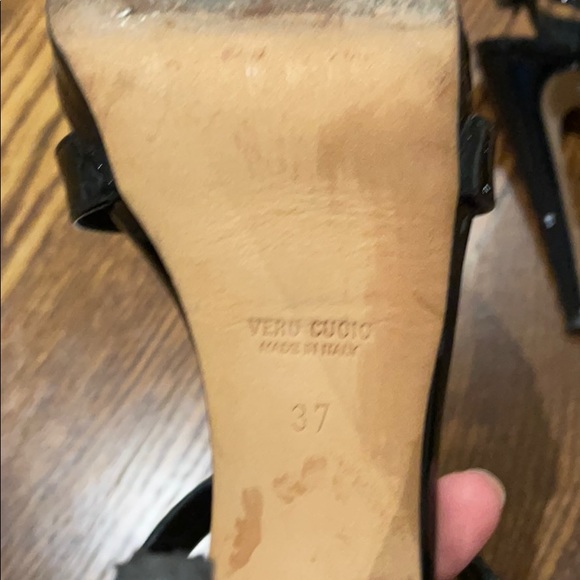 DAVIDS patent leather black heeled sandals size 37 - Picture 6 of 6